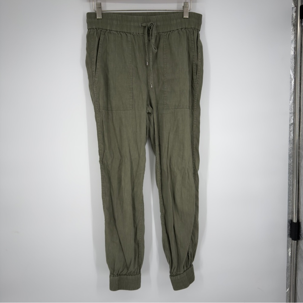Theory Green Linen Blend Jogger Pants Sz 2